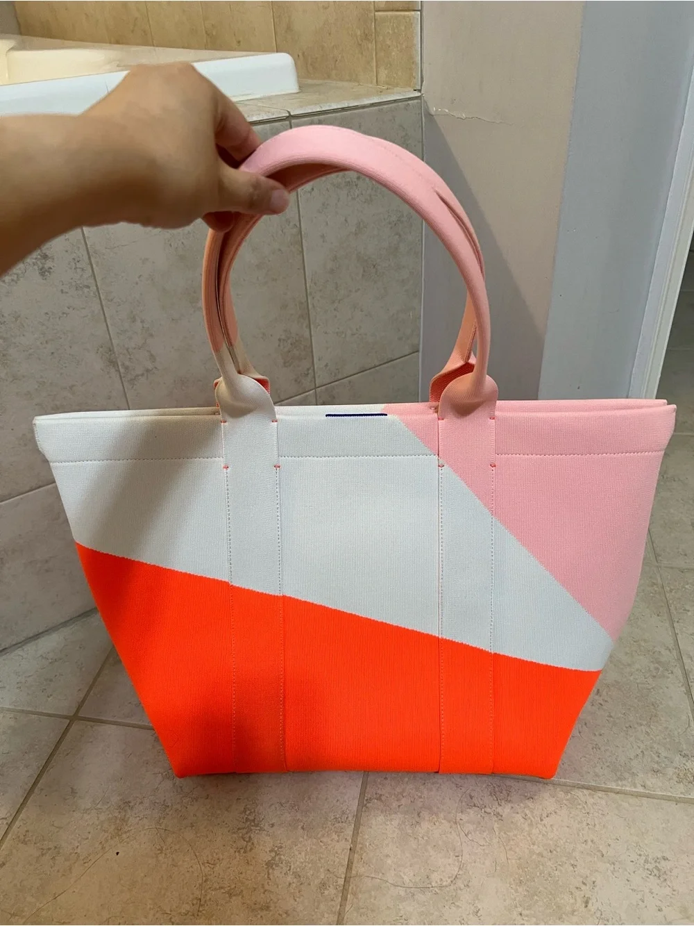 Rothy Pink, White & Orange Colorblock Tote Bag